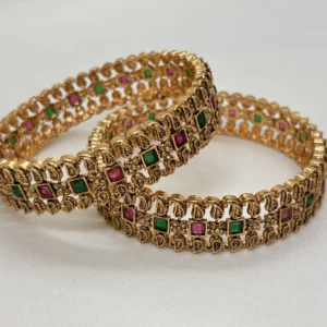 traditional micro gold plated stone bangles