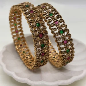 traditional micro gold plated stone bangles