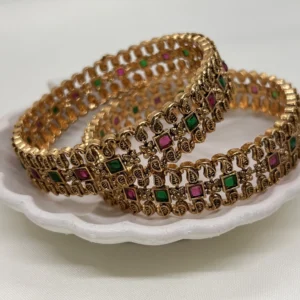 traditional micro gold plated stone bangles